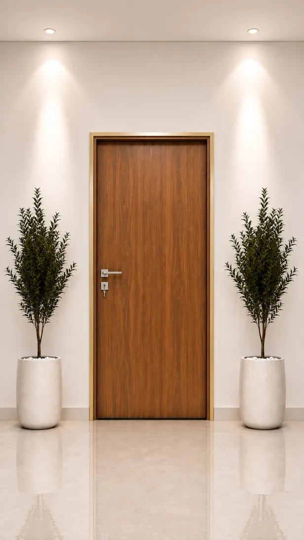 Porte intérieure en PVC finition bois noyer